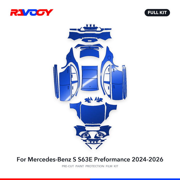 Full vehicle PPF pattern for 2024-2026 Mercedes-Benz S S63E Preformance