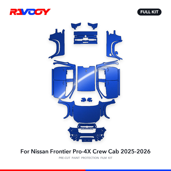 Full vehicle PPF pattern for 2025-2026 Nissan Frontier Pro-4X Crew Cab