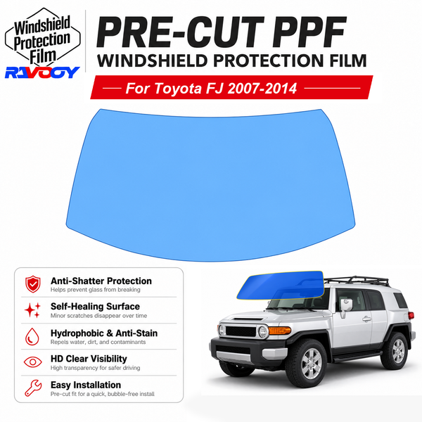 RAVOOY pre-cut front windshield protection film for Toyota FJ 2D SUV 2007-2014