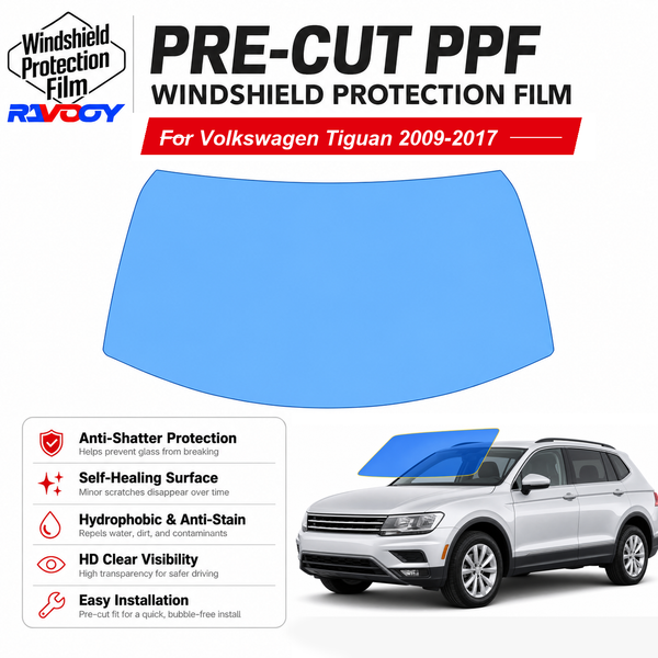 RAVOOY pre-cut front windshield protection film for Volkswagen Tiguan 4D SUV 2009-2017