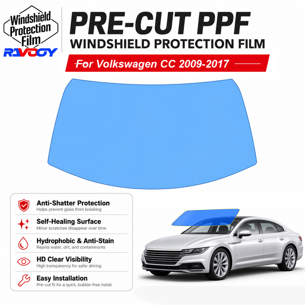 RAVOOY pre-cut front windshield protection film for Volkswagen CC 4D Sdn 2009-2017