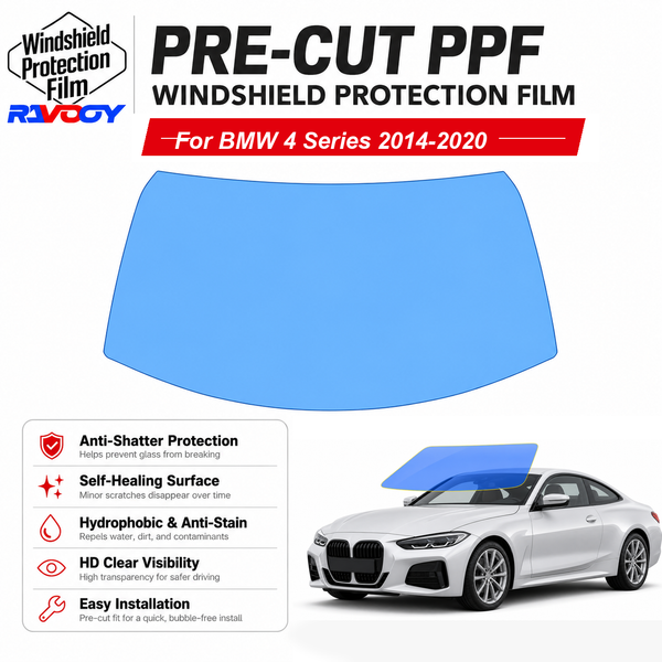 RAVOOY pre-cut front windshield protection film for BMW 4 Series 2D Cpe 2014-2020