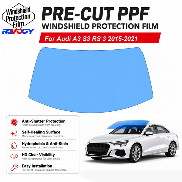 RAVOOY pre-cut front windshield protection film for Audi A3 S3 RS 3 4D Sdn 2015-2021