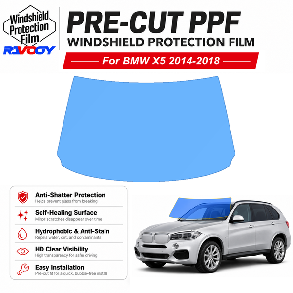 RAVOOY pre-cut front windshield protection film for BMW X5 4D SUV 2014-2018