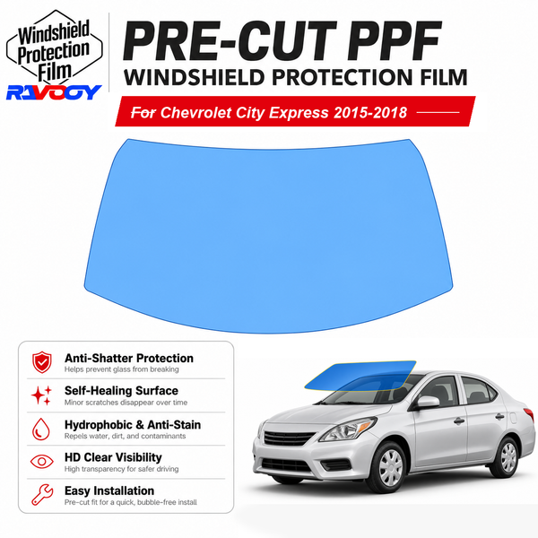 RAVOOY pre-cut front windshield protection film for Chevrolet City Express MV 2015-2018