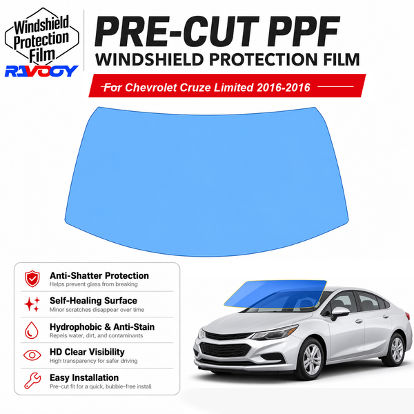 RAVOOY pre-cut front windshield protection film for Chevrolet Cruze Limited 4D Sdn 2016-2016
