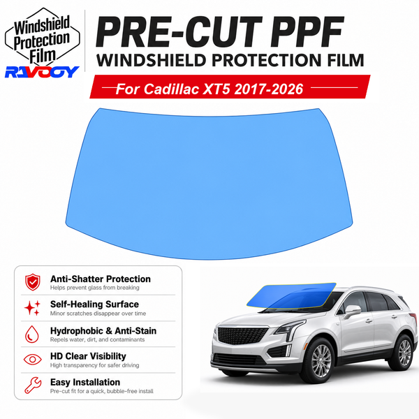 RAVOOY pre-cut front windshield protection film for Cadillac XT5 4D SUV 2017-2026