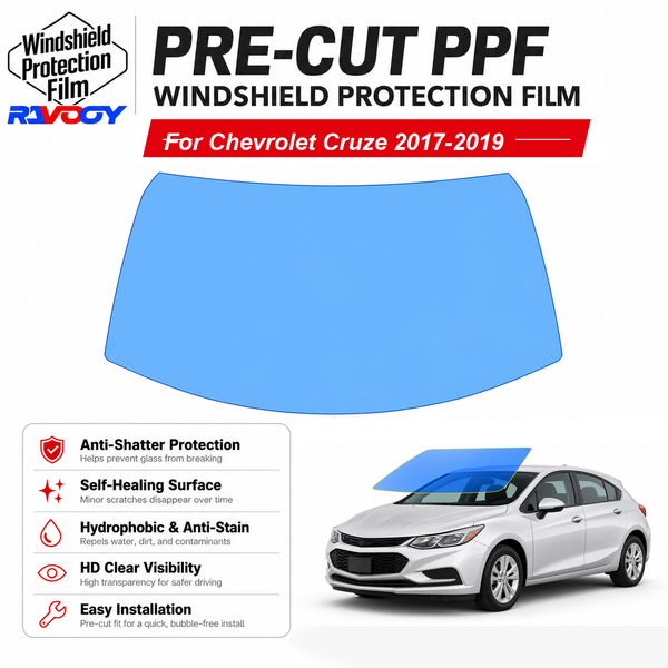 RAVOOY pre-cut front windshield protection film for Chevrolet Cruze 4D HB 2017-2019
