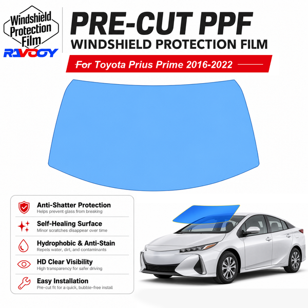 RAVOOY pre-cut front windshield protection film for Toyota Prius Prime 4D HB 2016-2022