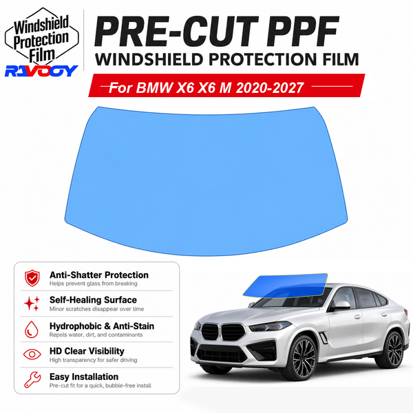 RAVOOY pre-cut front windshield protection film for BMW X6 X6 M 4D SUV 2020-2027