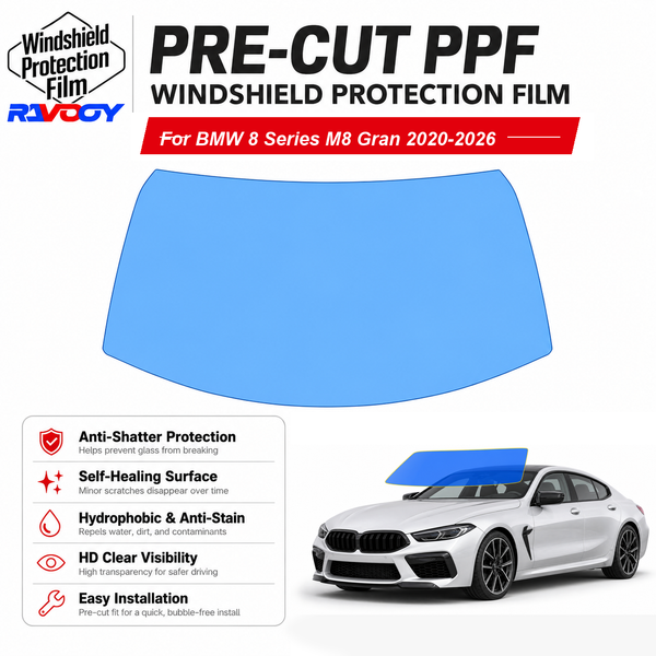 RAVOOY pre-cut front windshield protection film for BMW 8 Series M8 Gran Coupe 4D Sdn 2020-2026