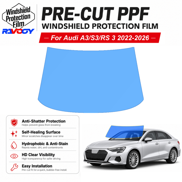 RAVOOY pre-cut front windshield protection film for Audi A3 S3 RS 3 4D Sdn 2022-2026