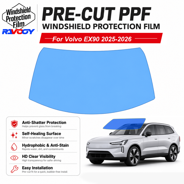 RAVOOY pre-cut front windshield protection film for Volvo EX90 4D SUV 2025-2026