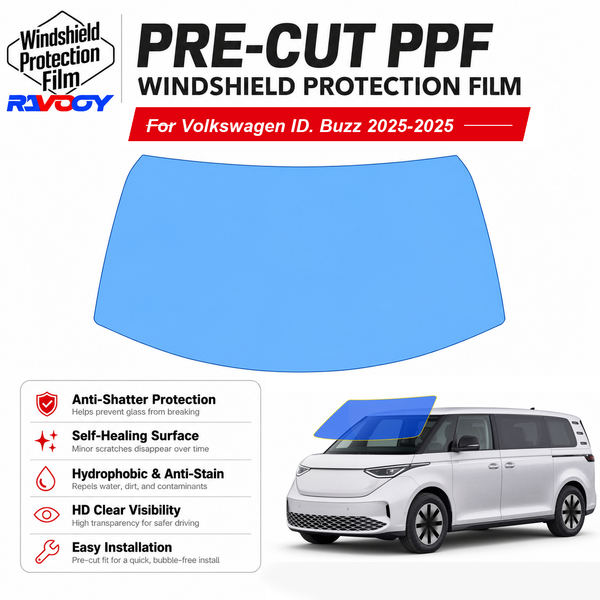 RAVOOY pre-cut front windshield protection film for Volkswagen ID. Buzz MV 2025-2025