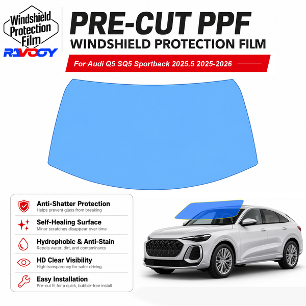 RAVOOY pre-cut front windshield protection film for Audi Q5 SQ5 Sportback 2025.5 4D SUV 2025-2026