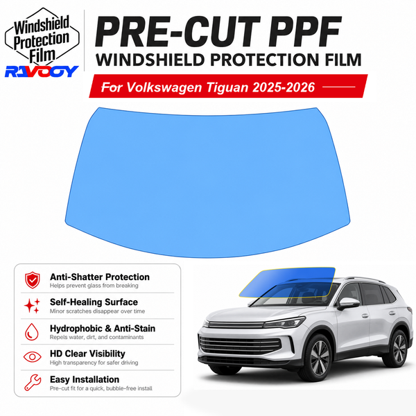 RAVOOY pre-cut front windshield protection film for Volkswagen Tiguan 4D SUV 2025-2026