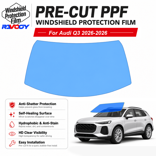 RAVOOY pre-cut front windshield protection film for Audi Q3 4D SUV 2026-2026