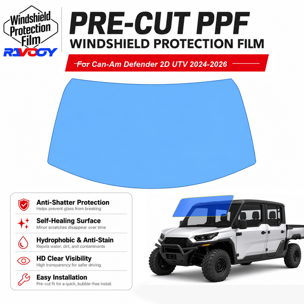 RAVOOY pre-cut front windshield protection film for Can-Am Defender 2D UTV 2024-2026