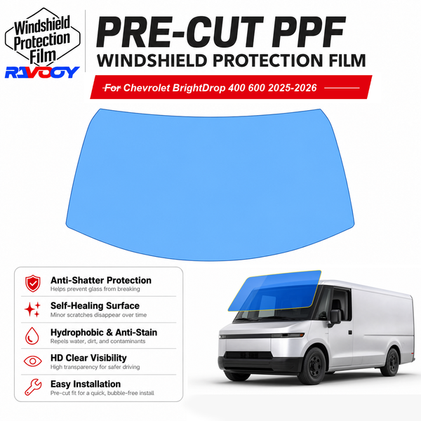 RAVOOY pre-cut front windshield protection film for Chevrolet BrightDrop 400 600 Van 2025-2026