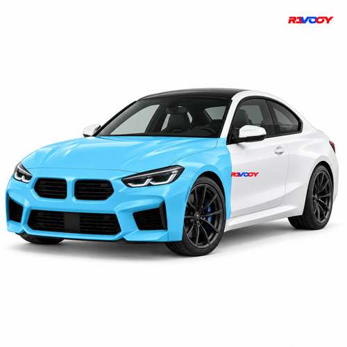 BMW M2 2023–2024 Full Front coverage in blue with RAVOOY logo