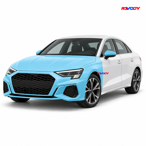 Audi A3 2021–2023 Full Front coverage in blue with RAVOOY logo