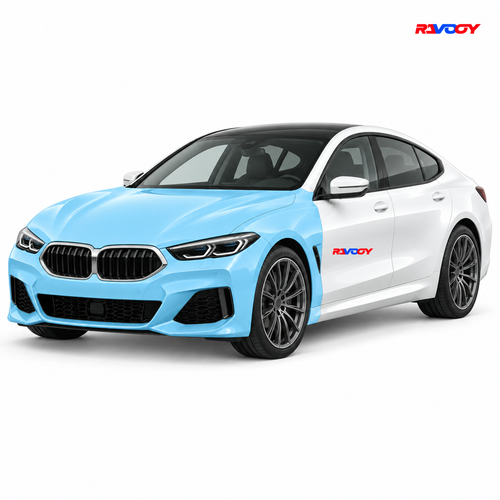 BMW Alpina B8 2022–2025 Full Front coverage in blue with RAVOOY logo