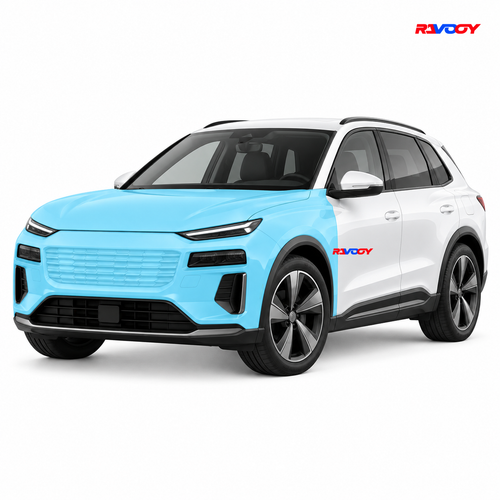 Audi Q6 e-tron 2025–2027 Full Front coverage in blue with RAVOOY logo