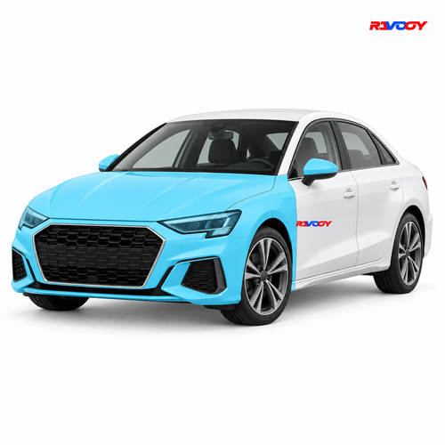 Audi A3 2025–2026 Full Front coverage in blue with RAVOOY logo