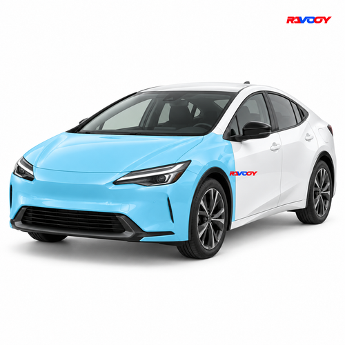 Toyota Prius Plug-in Hybrid 2025–2026 Full Front coverage in blue with RAVOOY logo