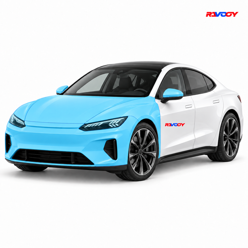 Audi E-Tron GT 2025–2026 Full Front coverage in blue with RAVOOY logo