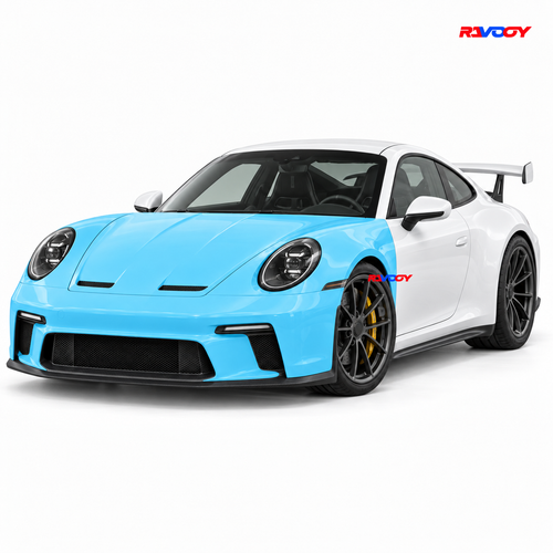 Porsche 911 GT3 2025–2027 Full Front coverage in blue with RAVOOY logo