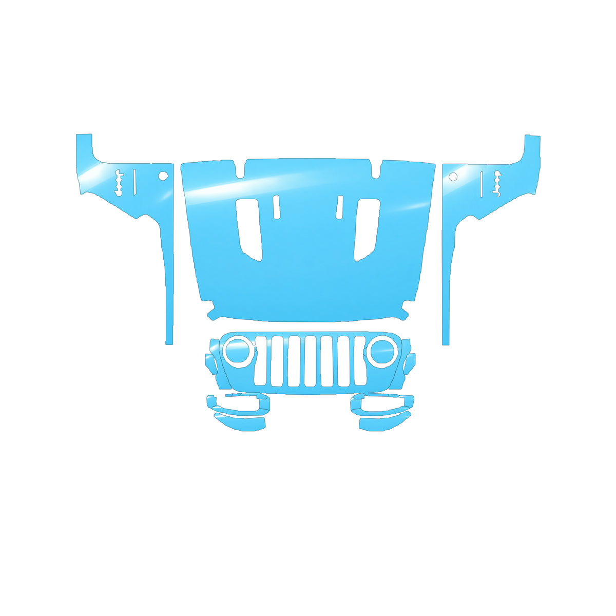 RAVOOY Full Front+ Pre-Cut PPF Kit For Jeep Wrangler 2 Door Rubicon 2019–2024 – pre-cut PPF pattern