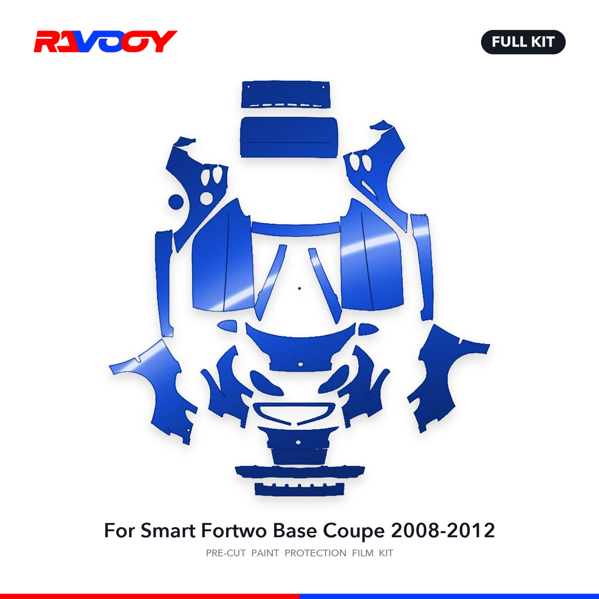 Full vehicle PPF pattern for 2008-2012 Smart Fortwo Base Coupe