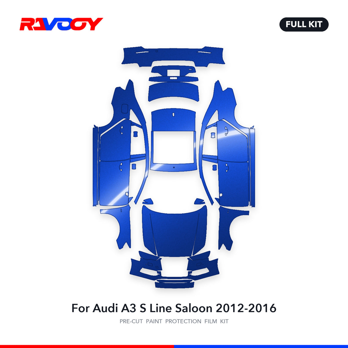 Full vehicle PPF pattern for 2012-2016 Audi A3 S Line Saloon
