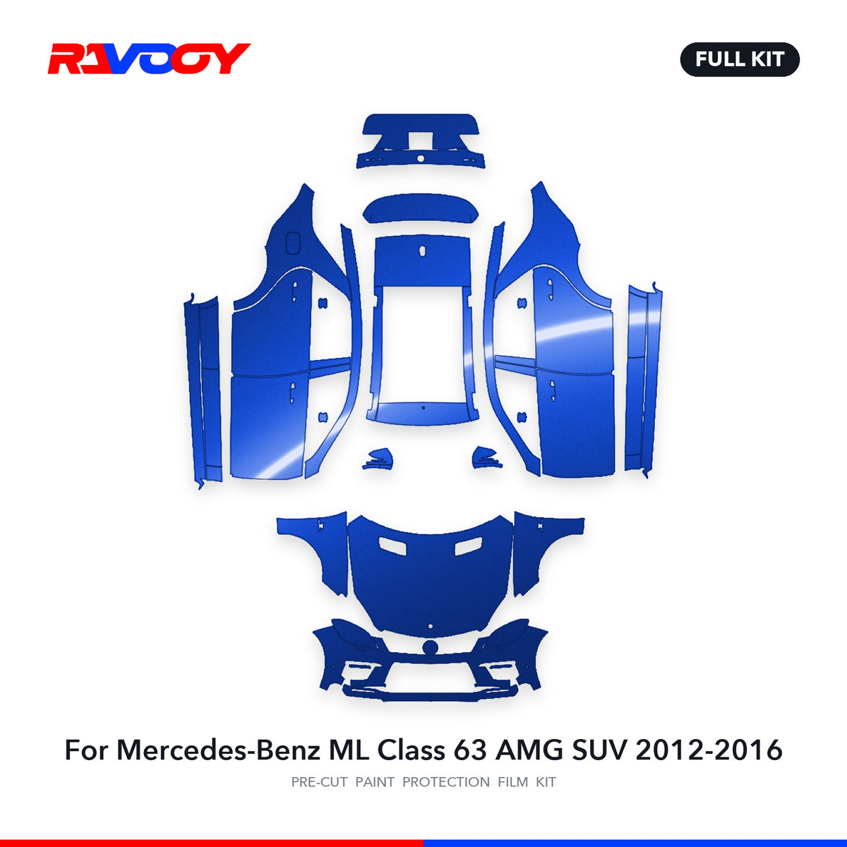 Full vehicle PPF pattern for 2012-2016 Mercedes-Benz ML Class 63 AMG SUV