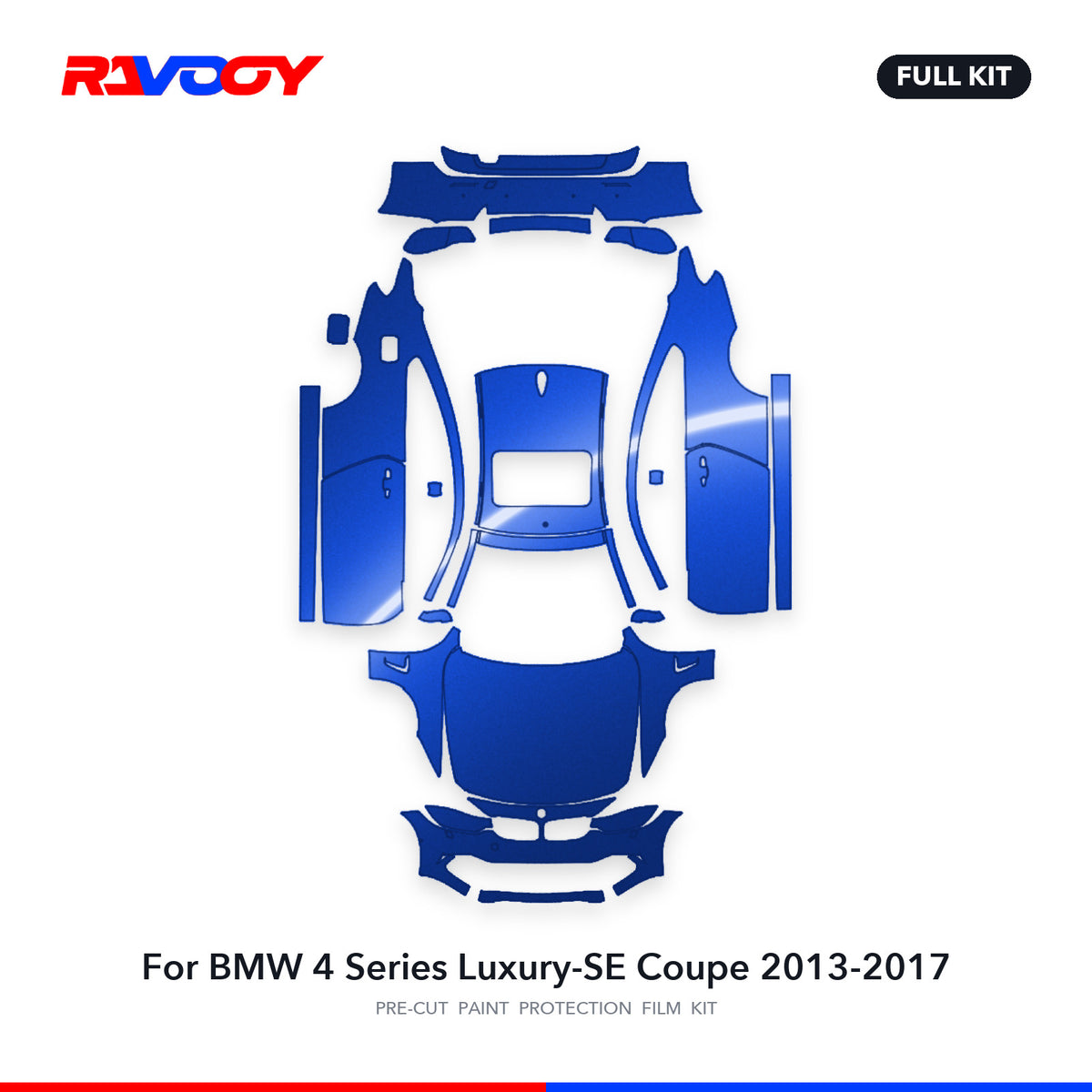 Full vehicle PPF pattern for 2013-2017 BMW 4 Series Luxury-SE Coupe