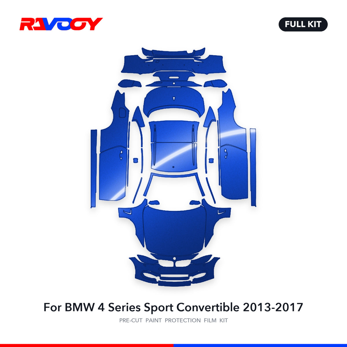 Full vehicle PPF pattern for 2013-2017 BMW 4 Series Sport Convertible