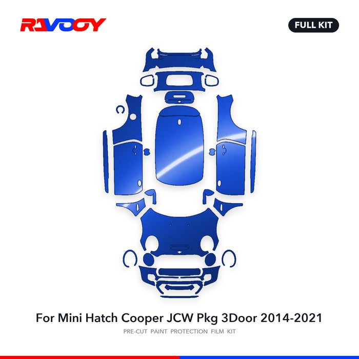 Full vehicle PPF pattern for 2014-2021 Mini Hatch Cooper JCW Pkg 3Door