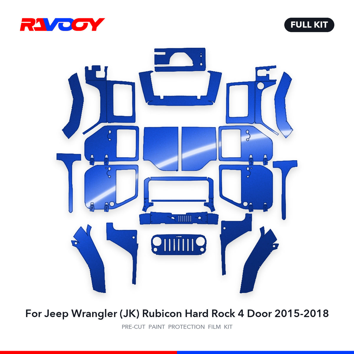 Full vehicle PPF pattern for 2015-2018 Jeep Wrangler (JK) Rubicon Hard Rock 4 Door