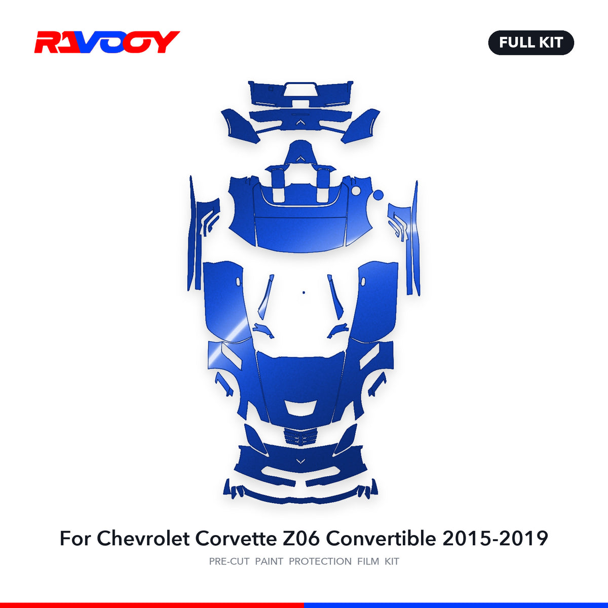 Full vehicle PPF pattern for 2015-2019 Chevrolet Corvette Z06 Convertible