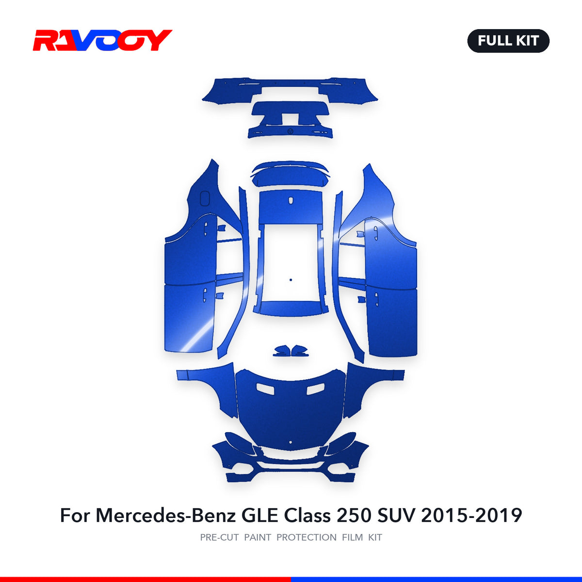 Full vehicle PPF pattern for 2015-2019 Mercedes-Benz GLE Class 250 SUV