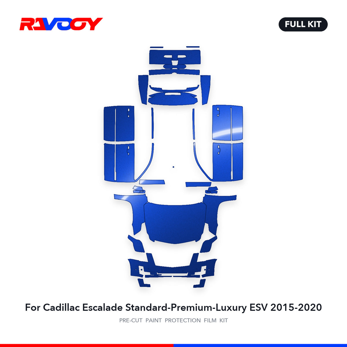Full vehicle PPF pattern for 2015-2020 Cadillac Escalade Standard-Premium-Luxury ESV