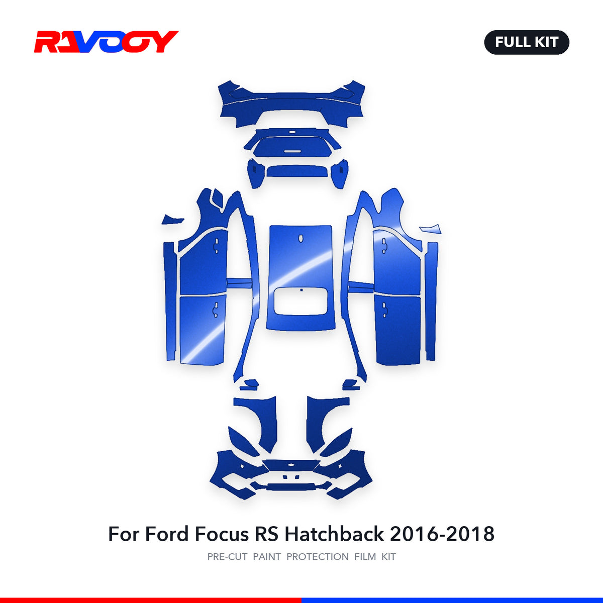 Full vehicle PPF pattern for 2016-2018 Ford Focus RS Hatchback
