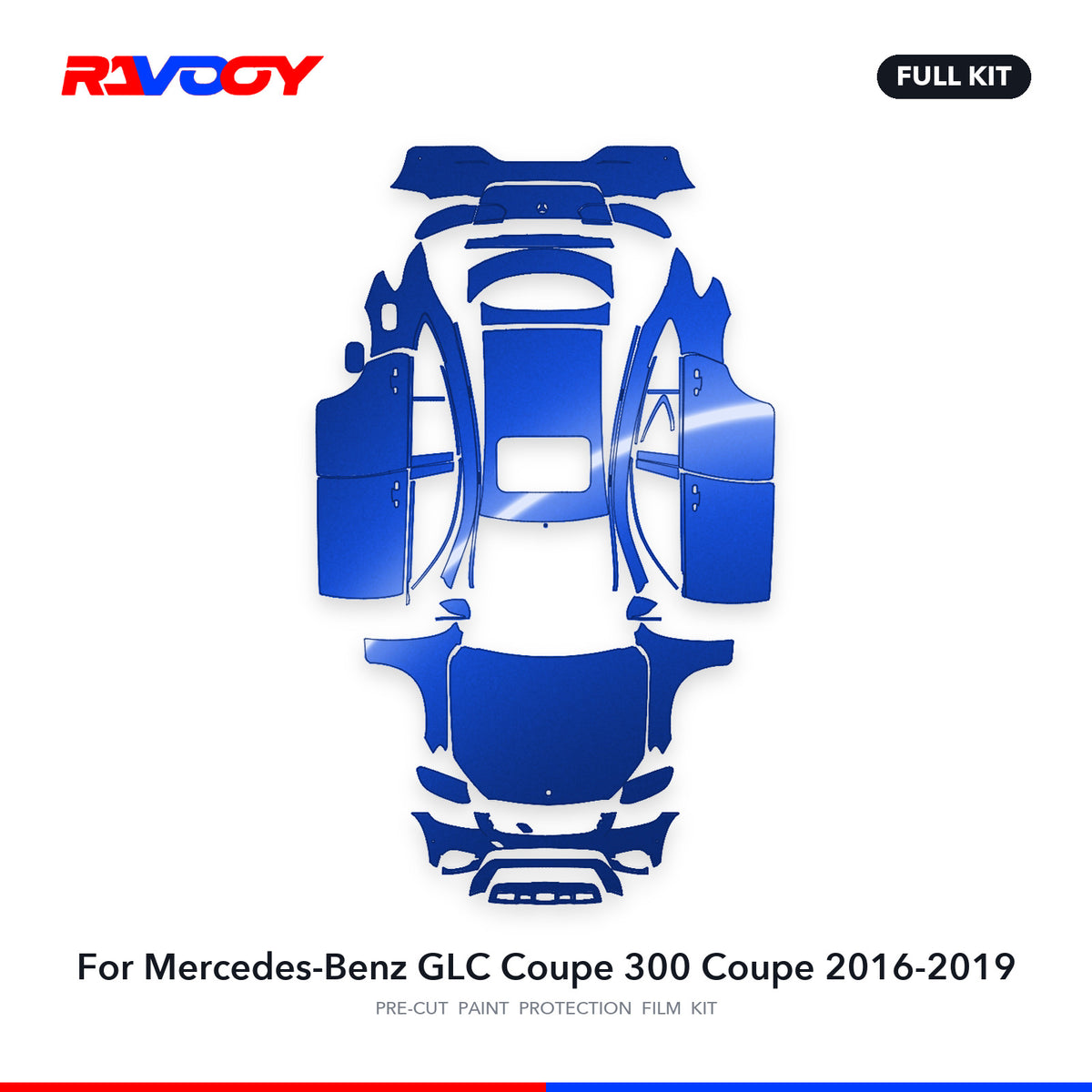 Full vehicle PPF pattern for 2016-2019 Mercedes-Benz GLC Coupe 300 Coupe