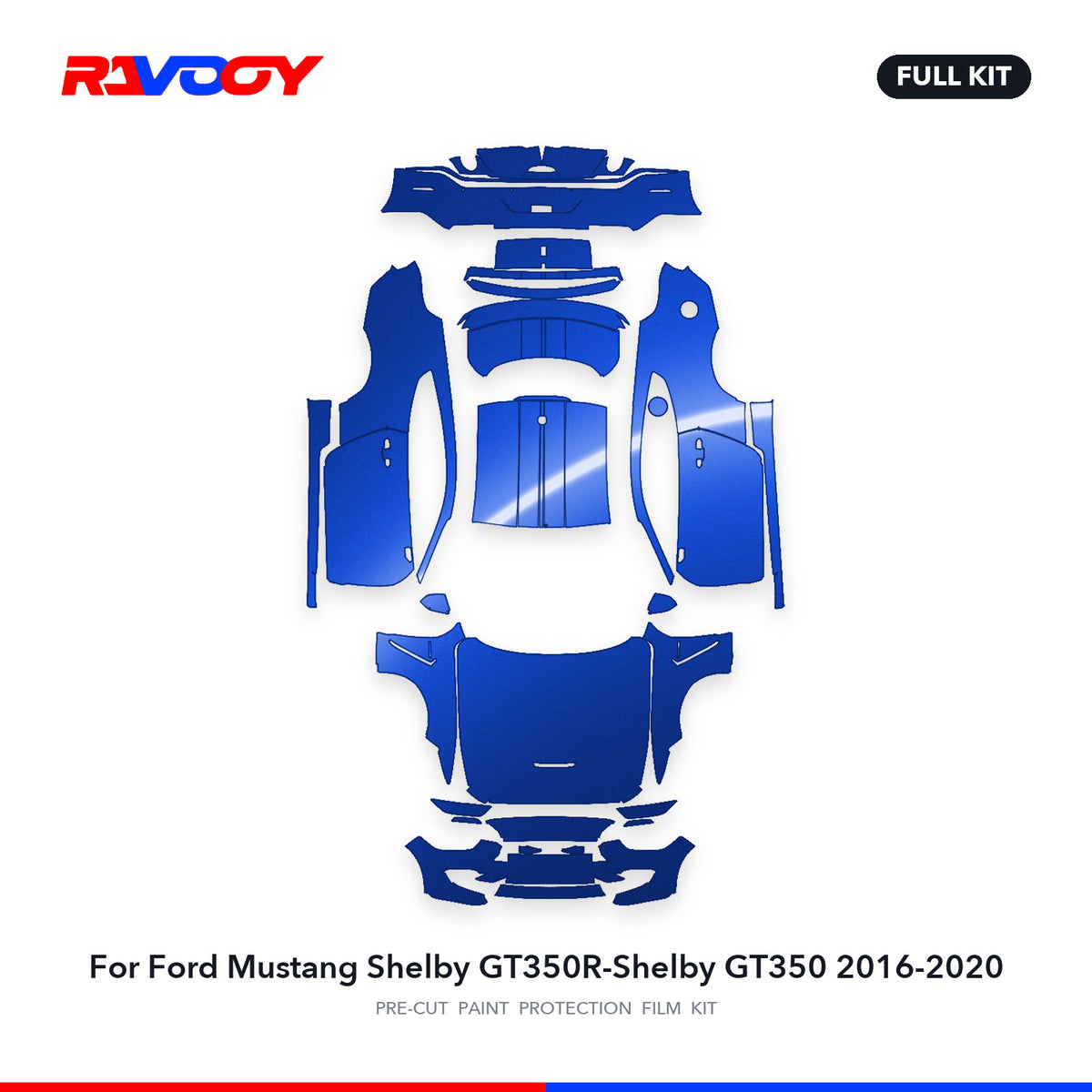 Full vehicle PPF pattern for 2016-2020 Ford Mustang Shelby GT350R-Shelby GT350