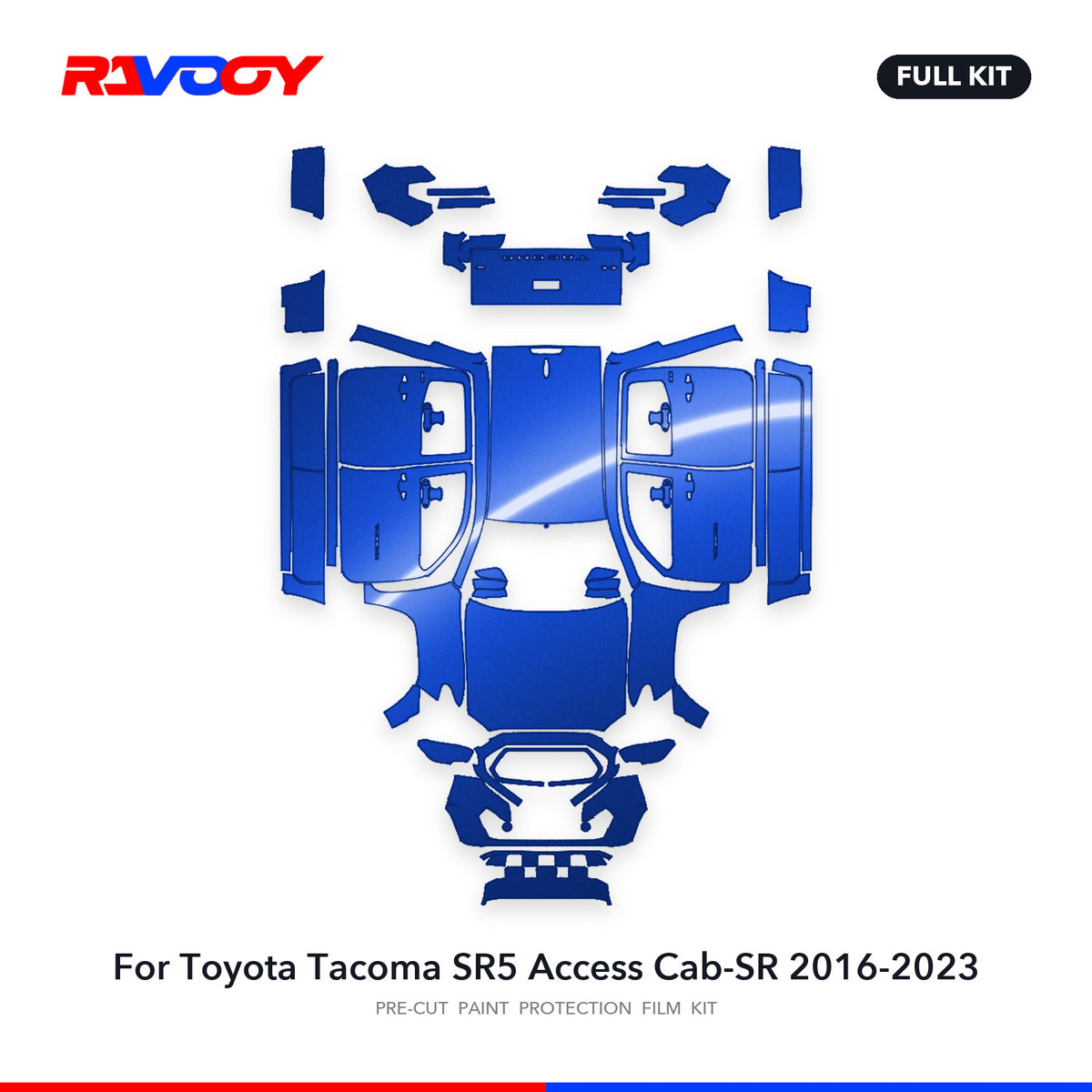 Full vehicle PPF pattern for 2016-2023 Toyota Tacoma SR5 Access Cab-SR