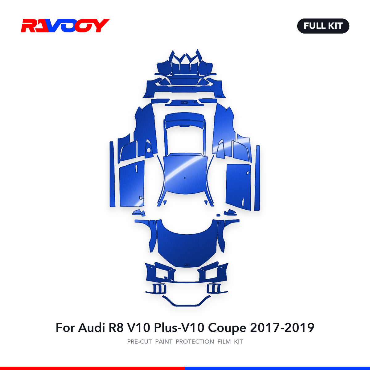 Full vehicle PPF pattern for 2017-2019 Audi R8 V10 Plus-V10 Coupe