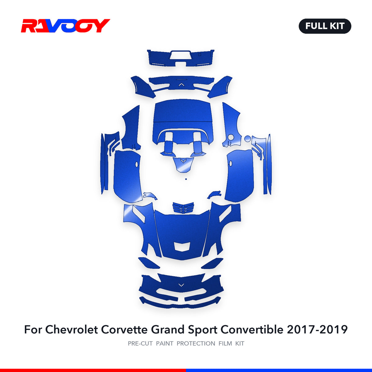 Full vehicle PPF pattern for 2017-2019 Chevrolet Corvette Grand Sport Convertible