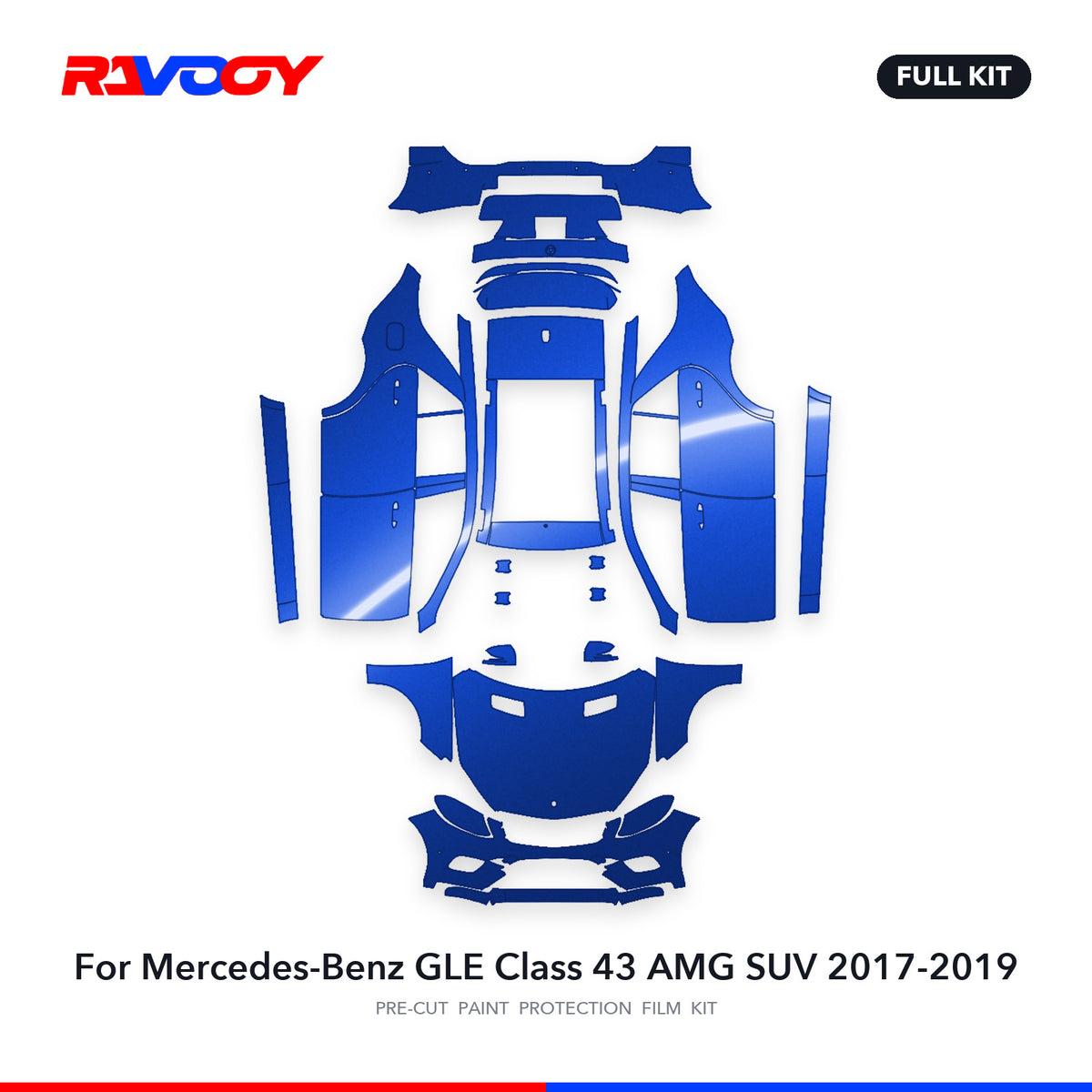 Full vehicle PPF pattern for 2017-2019 Mercedes-Benz GLE Class 43 AMG SUV