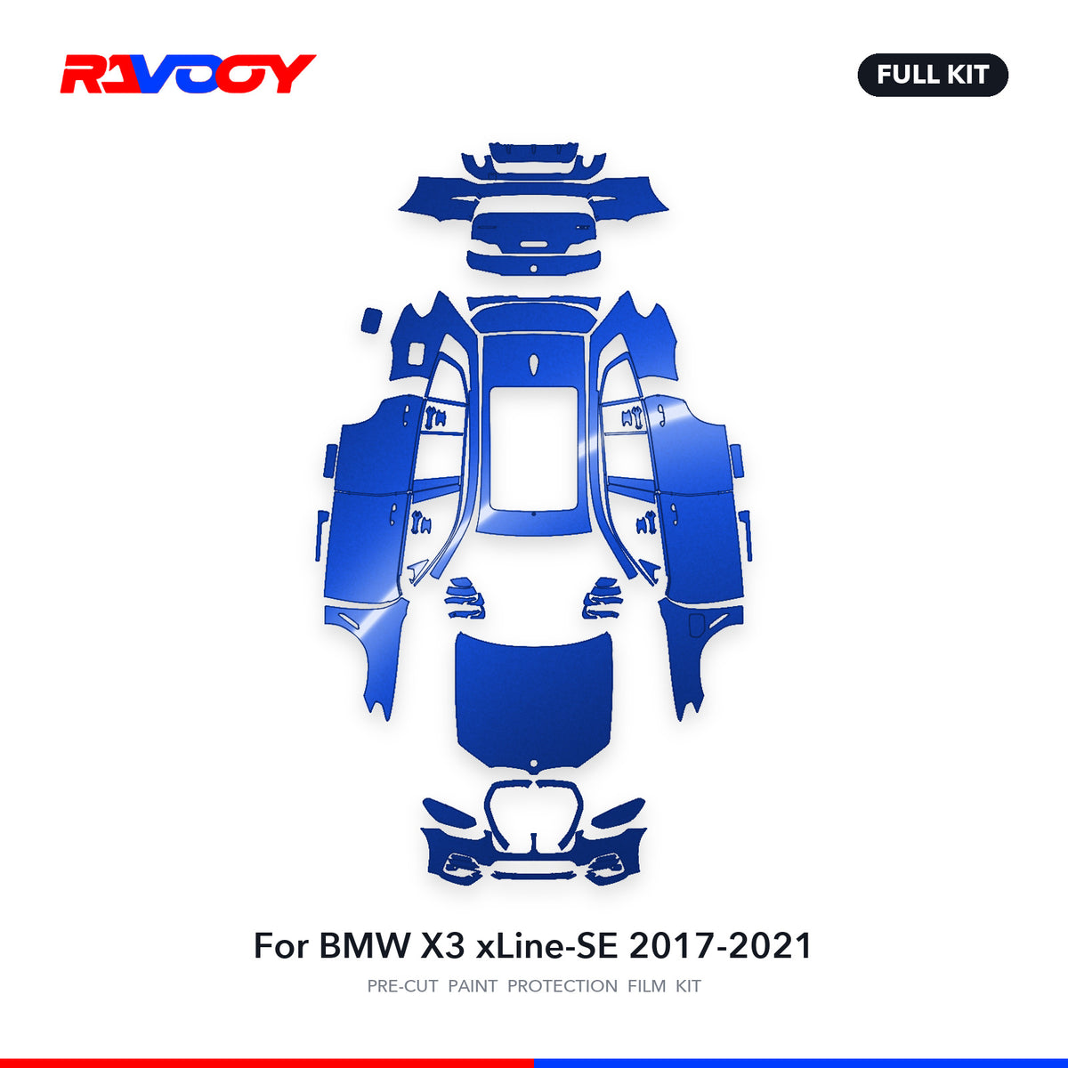 Full vehicle PPF pattern for 2017-2021 BMW X3 xLine-SE